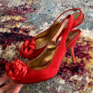KATE SPADE Red Satin Heels Size 6